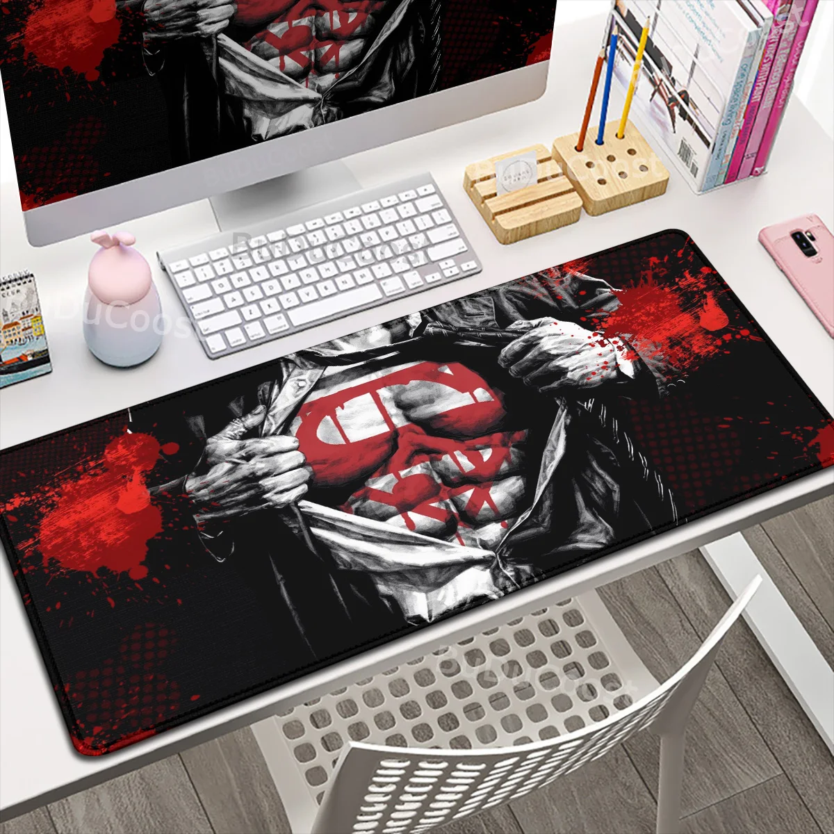 Anime S-Supermans Logo Gaming Lock Edge Thicken Mousepad Large Laptop Office Accessories Gamer Cabinet Non-slip Keyboard Deskmat