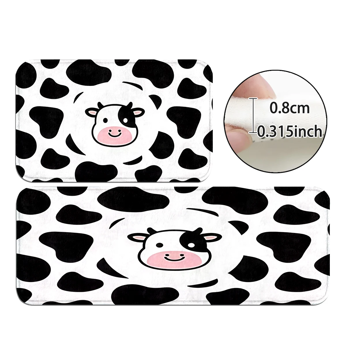 Black Edge Paw Cream Mat, Cow Spot Calf Door Mat, Gradient Pink Heart Runner, Simple Black White Cat Pink Fish Mat Set.