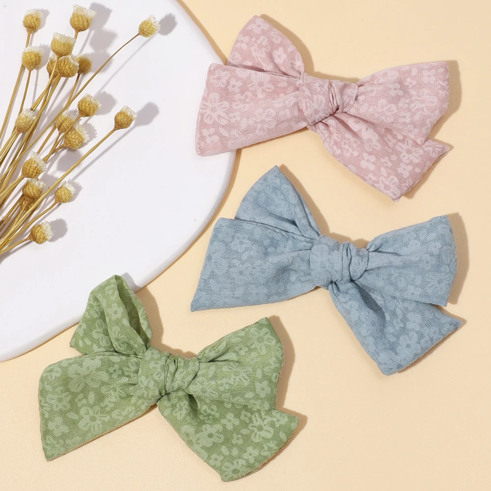 Baby Accessories For Newborn Toddler Kids Baby Girl Boy Hairpin Cotton Hairclip Cute Solid Color Print Big Bow Hair Accessories