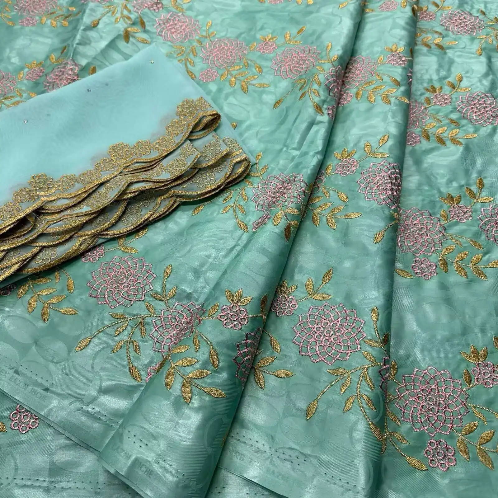 2026 High Quality African Bazin Brocade Richer Gezner Cotton Embroidery Guinea Basin Garment Lace Fabric Sewing For WeddingDress
