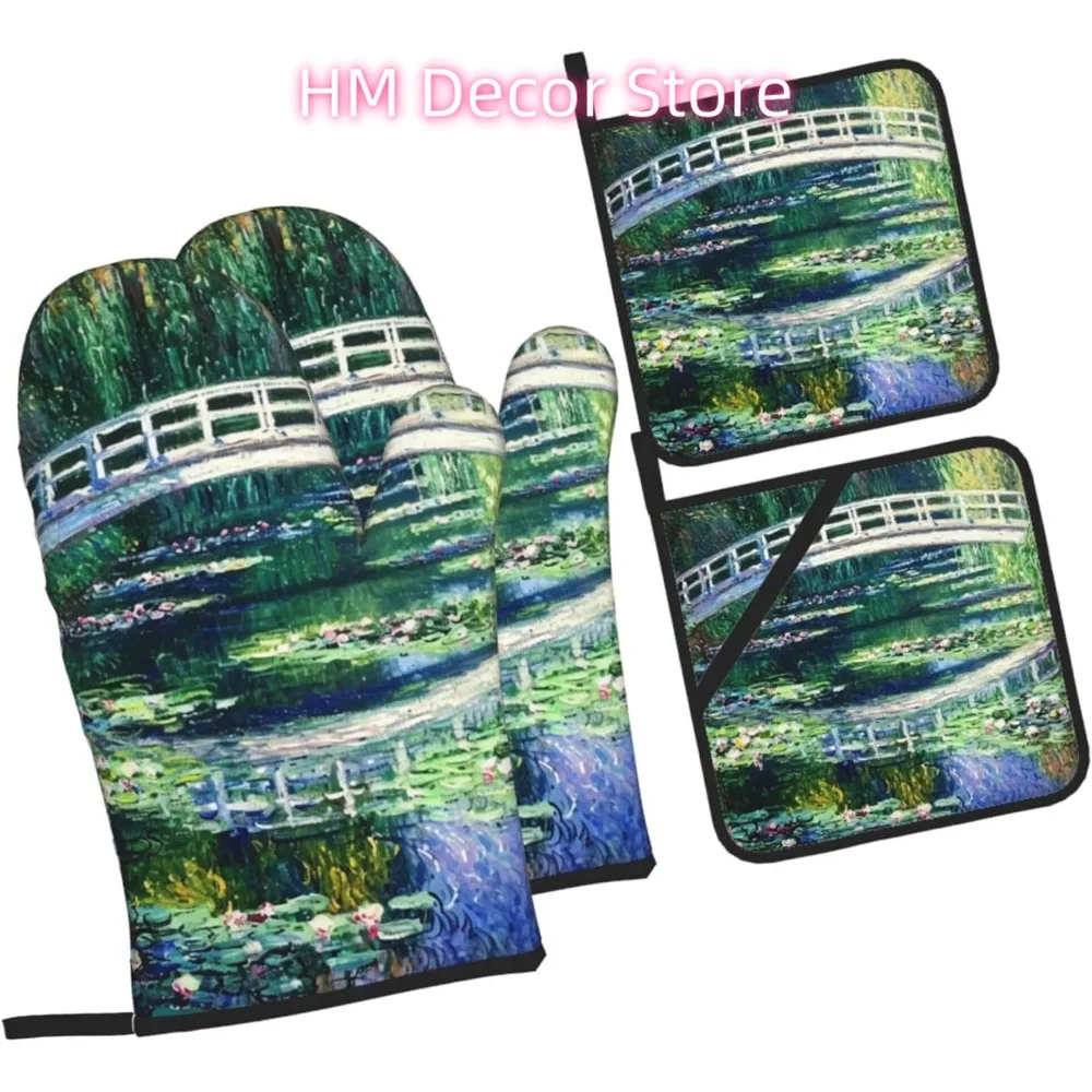 

Наборы из 4 рукавиц для мостовой духовки и подставок для кастрюль, милые термостойкие прихватки для духовки — нескользящие кухонные перчатки для выпечки на кухне