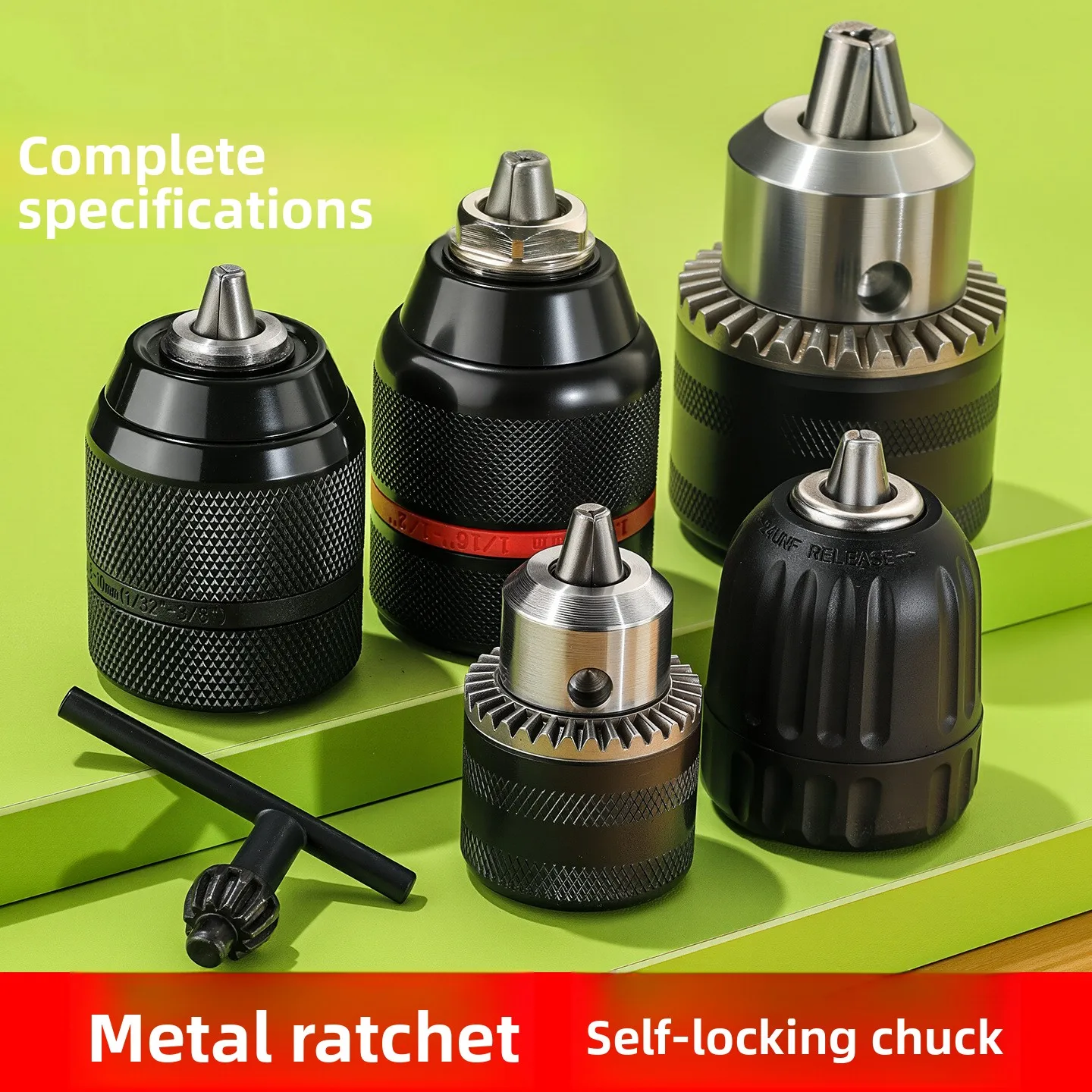 2-13mm Keyless Threaded Metal Drill Chuck, Hex Shank/SDS/Square Quick Grip Adapter, Chuck for Drill Bits Screwdriver Tap&Sockets