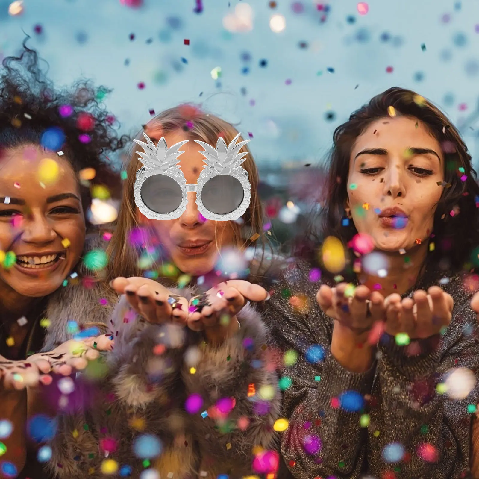 نظارات هاواي الأناناس المضحكة لوازم الحفلات الاستوائية الفريدة من نوعها على شكل أناناس للصيف والشاطئ وحمام السباحة Luau