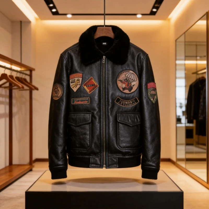 Real lamb fur all-in-one wool leather flight leather thickened jacket