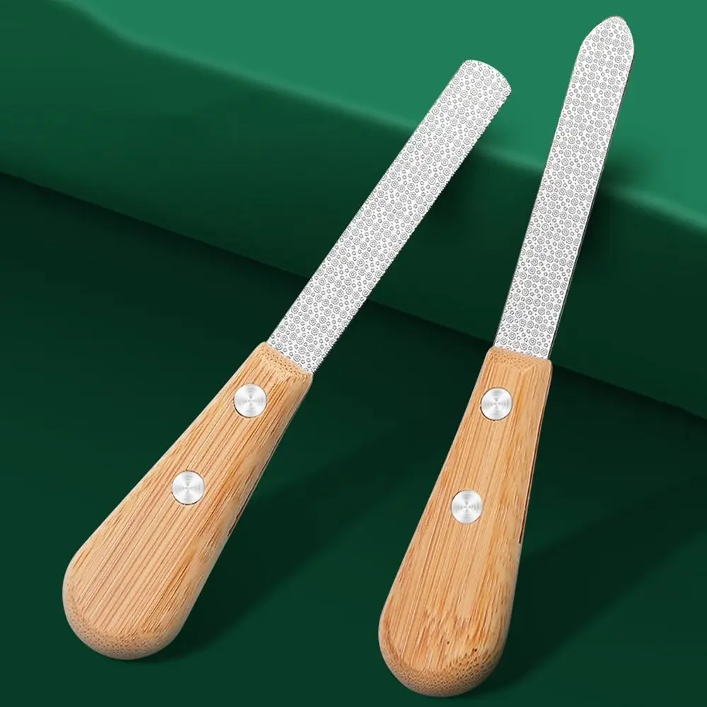 Cusp Head Nail File with Case Wood Handle Round Head Nail Polishing Strip Smoothing Durable Polishing Stick Nail Salon