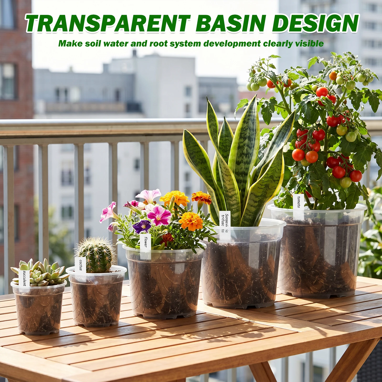 25 Stück Transparente Pflanzentöpfe aus Kunststoff mit Etiketten und Drainagelöchern für Orchideen, Garten, Samen, Blumen und Pflanzenwachstum – Detail 3