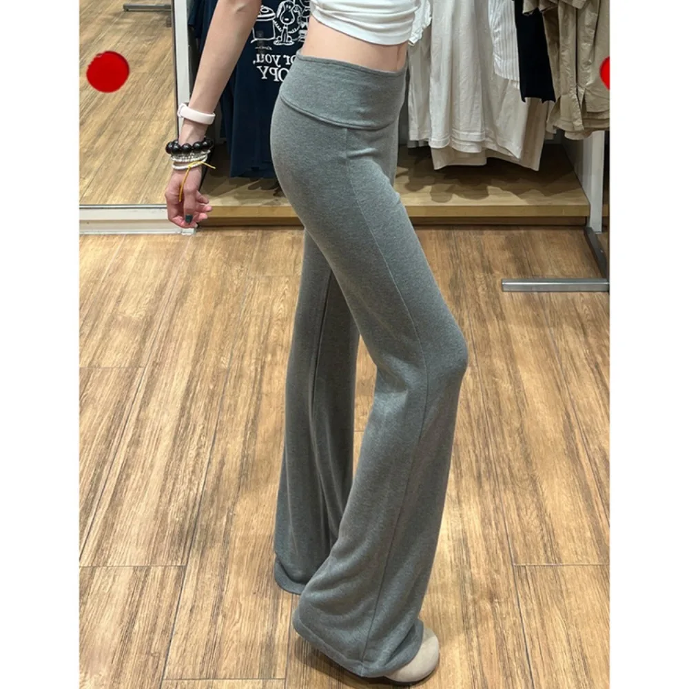 Pantaloni da yoga da donna leggermente svasati blu navy, pantaloni sportivi autunnali a vita bassa e aderenti, per sollevare i fianchi di piccole dimensioni