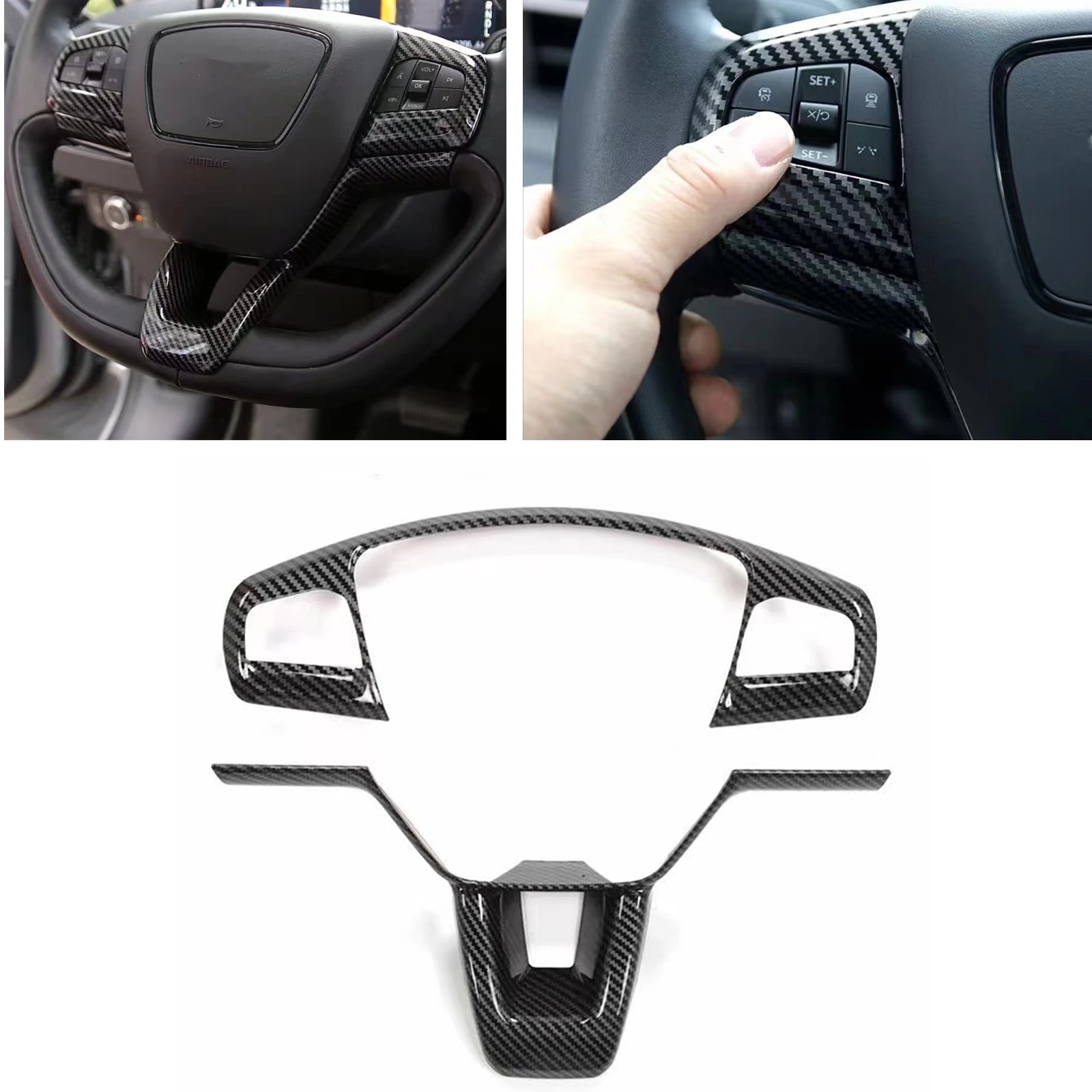 

Steering Wheel Panel Cover Trim For Ford Mustang Mach-E 2021-2022 Car Carbon Fiber Look ABS Decoration Gear Frame Strip Sticker