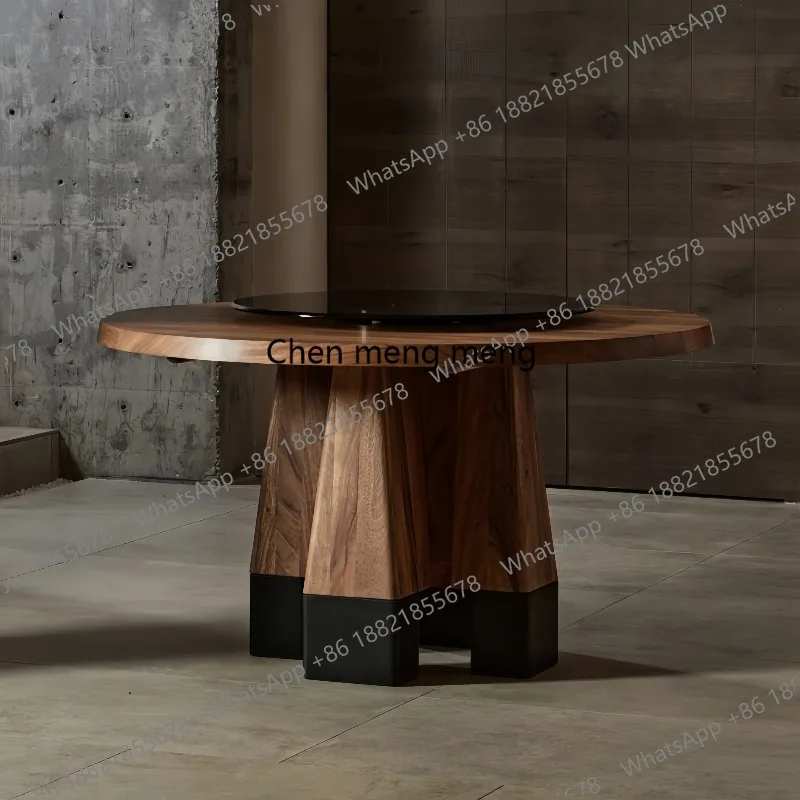 

Wabi Sandy Wind Round Solid Wood Dining Table Medieval, Home Living Room Eating, Log Dining Table