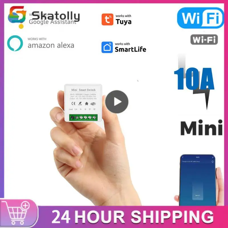 Tuya 16A Mini Wifi Smart Switch Light Supports 2 Way Timing Control Automation Module APP For Alexa Home