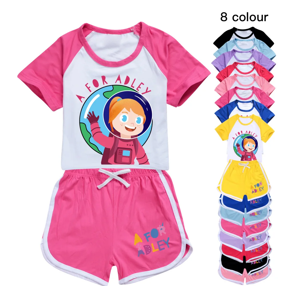 

Grls Boys 2023 Summer Clothing Set A for Adley Kids Sports T-Shirt+Pants 2-piece Set Baby Pajamas Comfortable Outfits Sleepwear