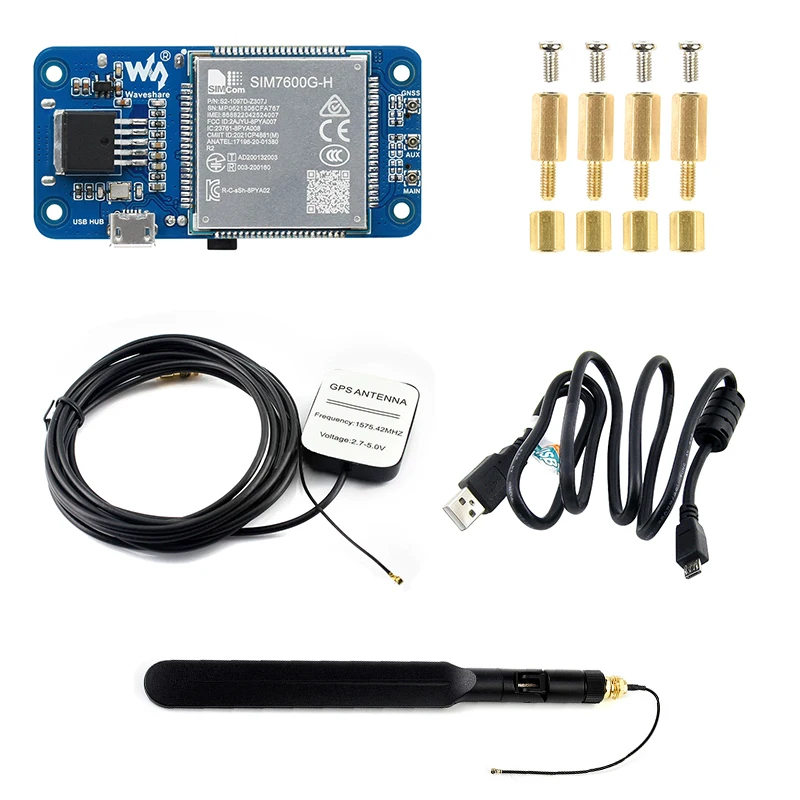 Imagem -06 - Chapéu b para Raspberry pi Zero Lte Cat4 4g 3g 2g Apoio Gnss Posicionamento Global Banda Através de Micro Usb Pogo Pino Sim7600g-h 4g