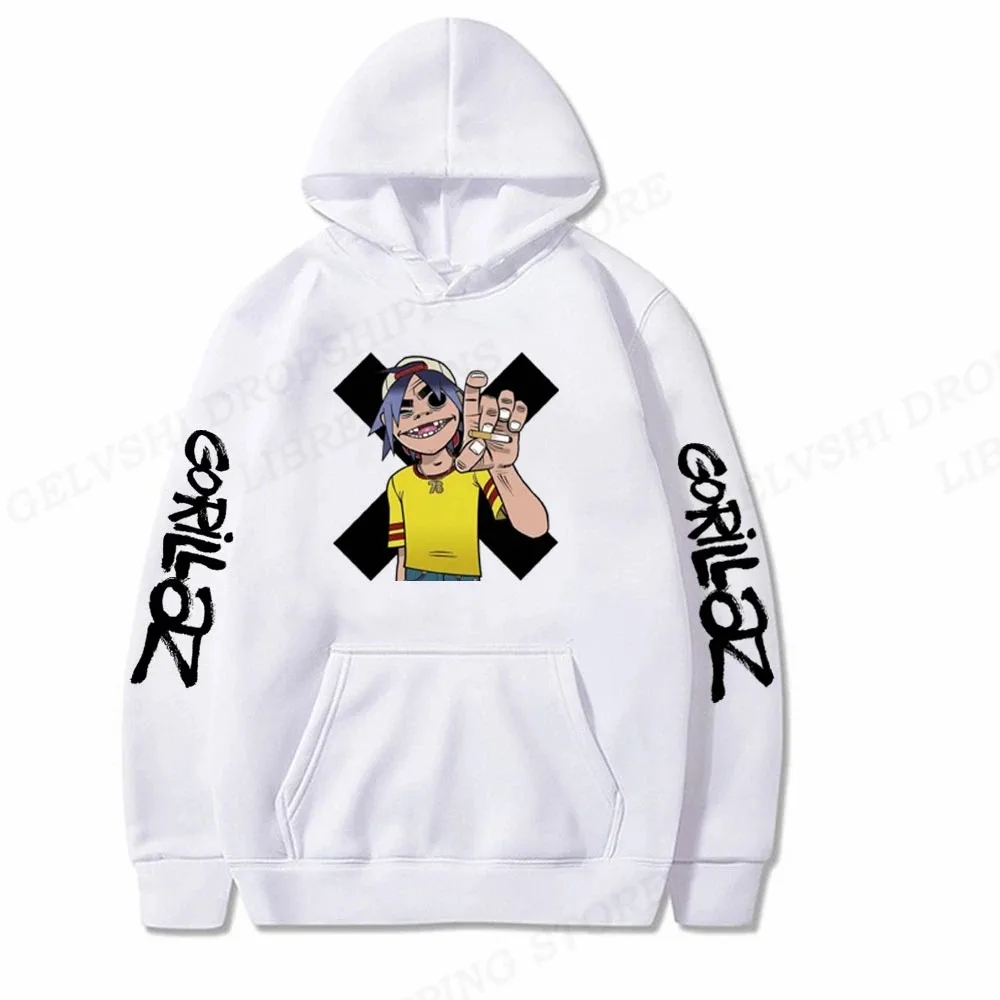 2024 Rock Band Gorillaz Hoodie Music Album Sweatshirt Oversized Hoodies Hip Hop Hoody Unisex Coats Fleece Warm Pullovers Sudader