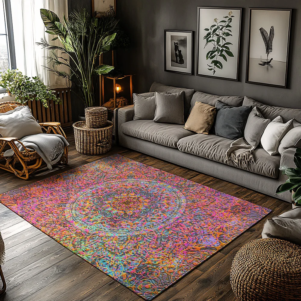 

Colorful Abstract Area Rug Modern Non Slip Floor Mat Living Room Carpet Home Decor Indoor Outdoor Doormat Stylish Design