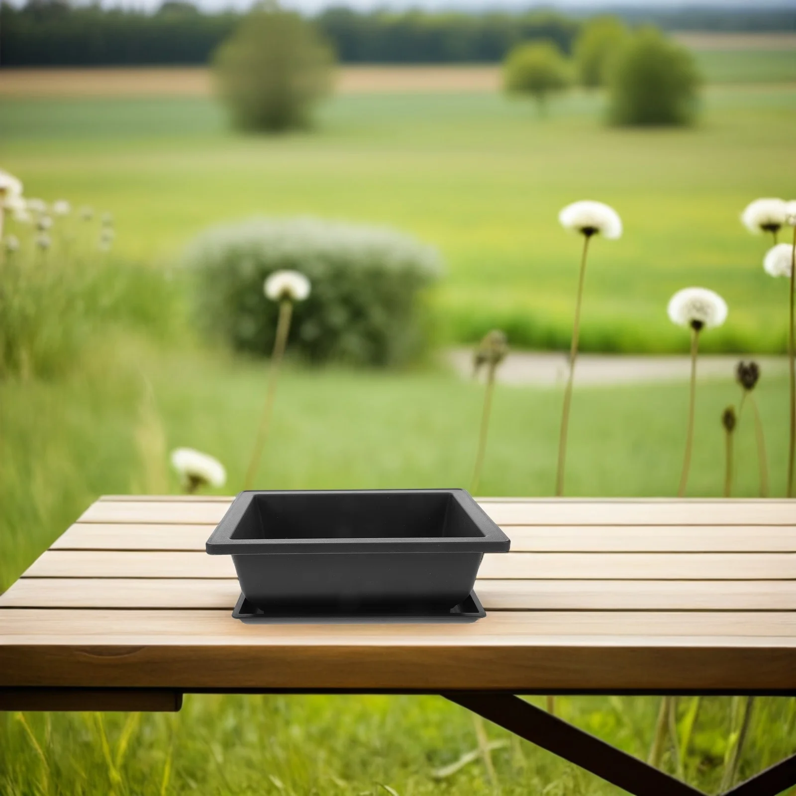 

3 set Rectangular Succulent Pots Thickened Matte Shallow Basin With Tray For Indoor Planting Drainage Breathable Small Planters