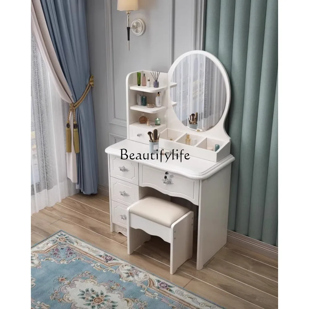 

Dressing Table Modern Simple Makeup Cabinet Bedroom Small Apartment Simple Storage Integrated Paint with Light