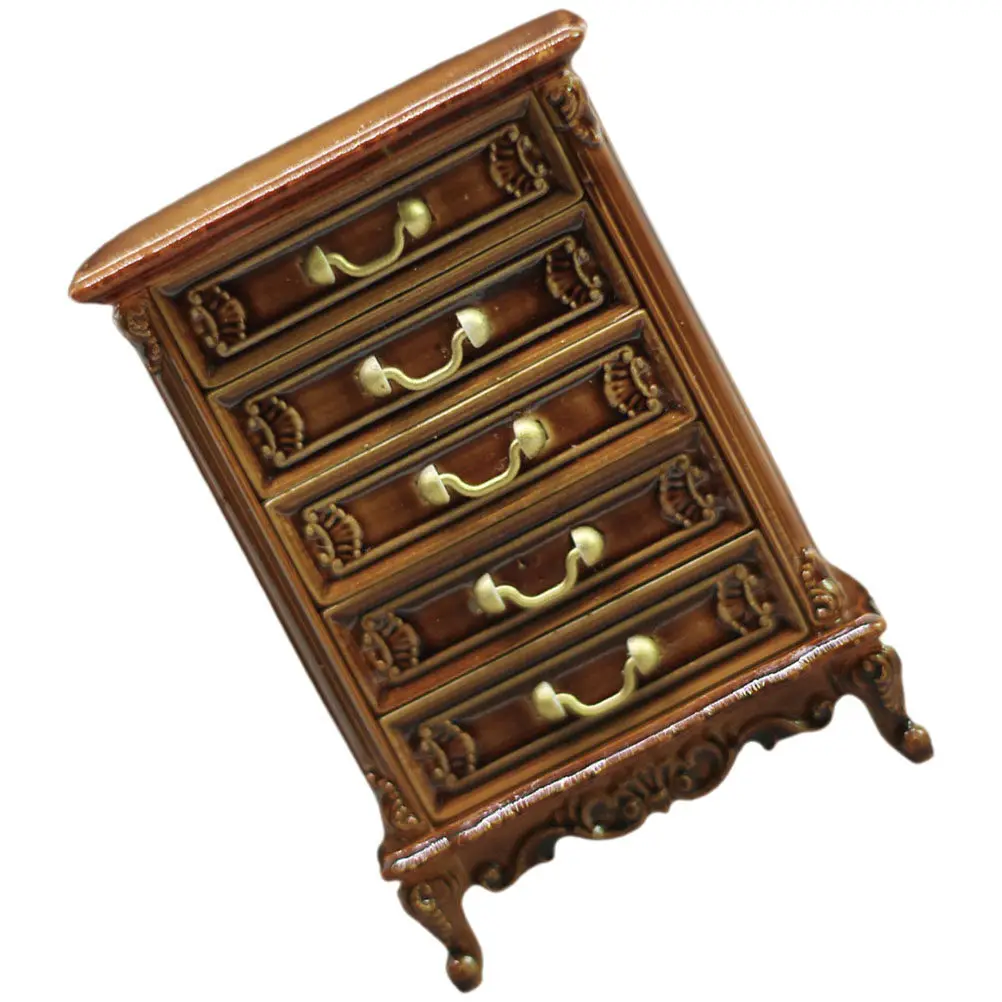 

Miniature Bedside Table Cabinet Small Size Mini Furniture Decorative Mini House Nightstand Accessory Children Play Ornament