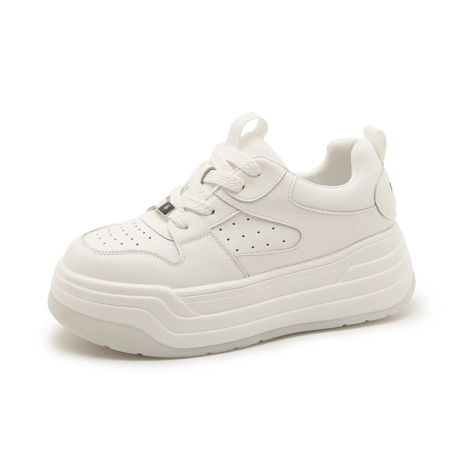 

Women's Platform Sneakers Chunky White Black Casual Shoe Comfortable Non-Slip Walking Lady Lace-Up Height Increase Skate Sneaker