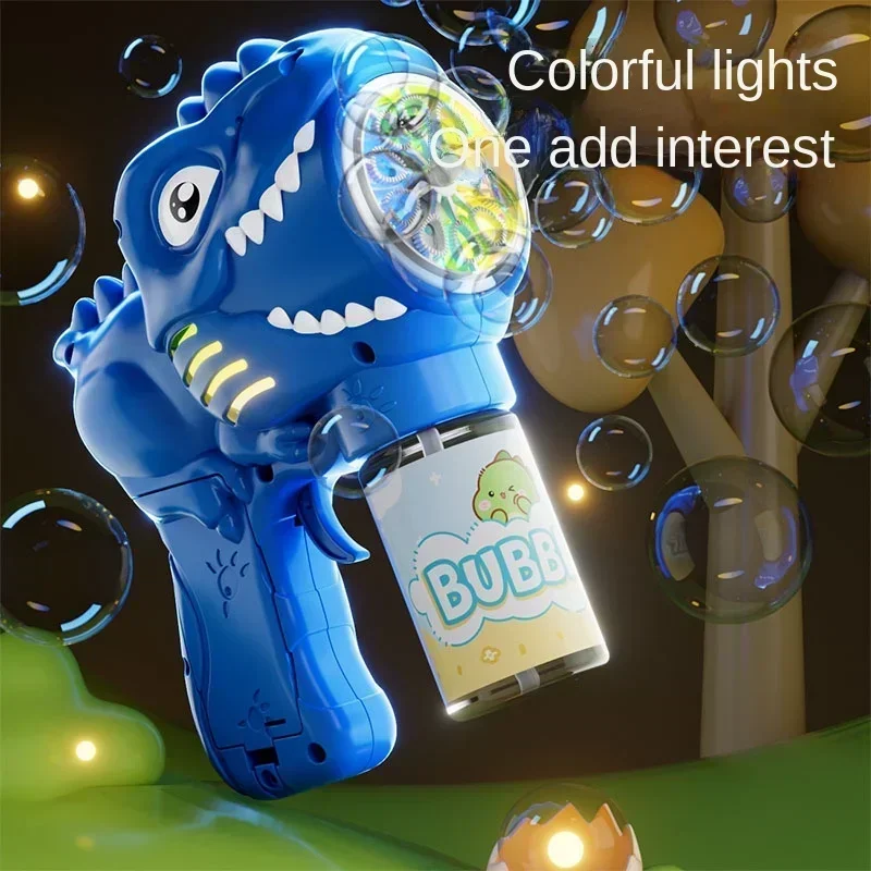 6-Loch-Dinosaurier-Seifenblasenmaschine, elektrische Seifenblasenpistole mit Licht, vollautomatische Seifenblasenpistole, automatischer Seifenblasenbläser, Outdoor-Spielzeug – Detail 6