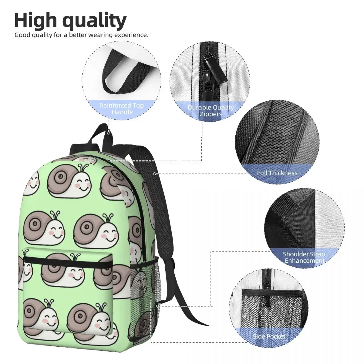 Smiling Cute Snail Backpack Student BookBag Children School Bag Computer Shoulder Bags for Men Women