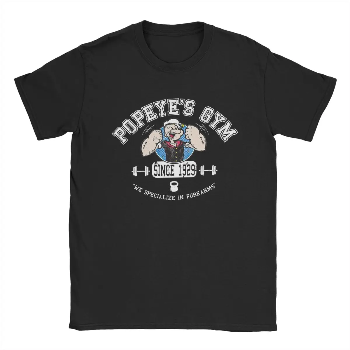 Popeyes Gym T-Shirt Men Humorous Cotton Tee Shirt Crewneck Short Sleeve T Shirt Printed Clothes