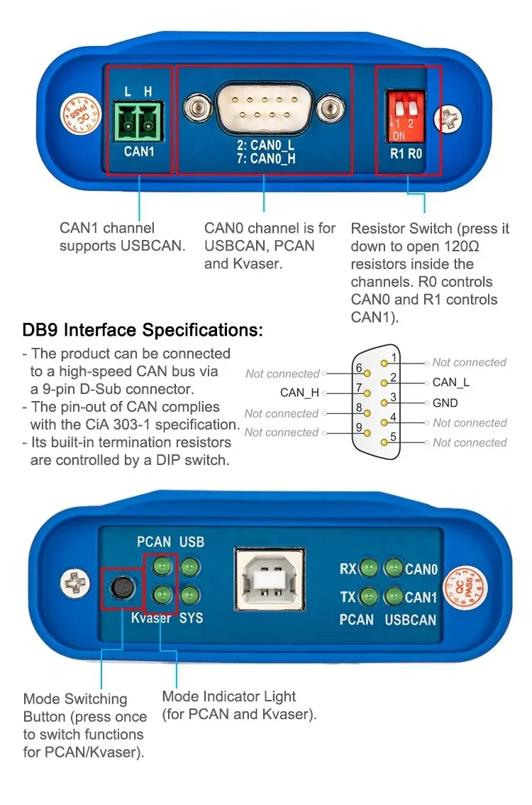 3in1 CAN Box for New Energy Tool  Ultra-CAN-II Supports for USBCAN + PCAN/Kvaser + Dual Mode Software Included view 4