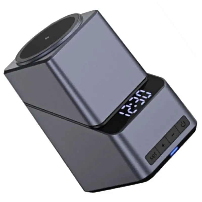 LXYB18B Auto-Spin Design 4-In-1 Electric Rotating Magnetic Wireless Charging Station With Integrated Clock Functionality