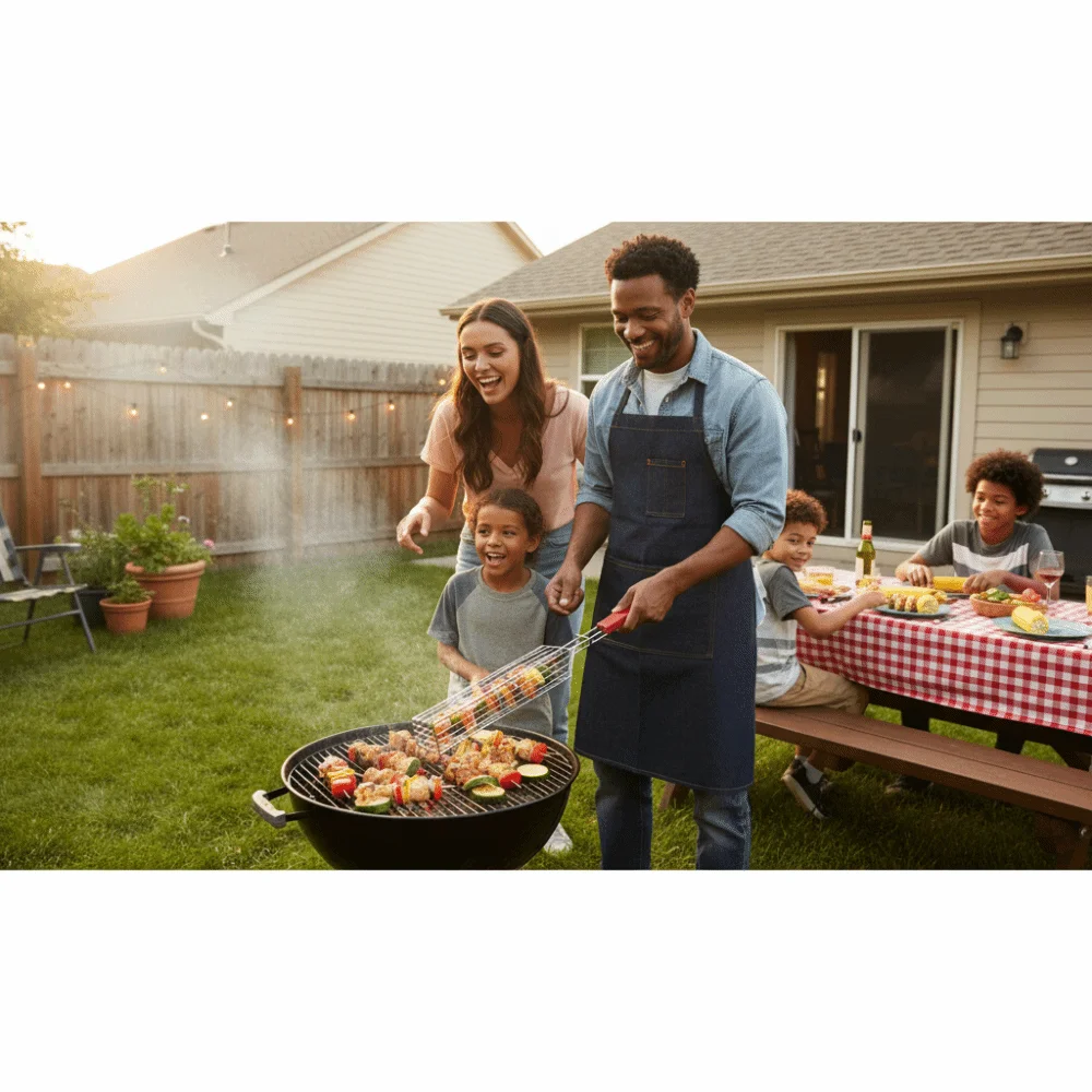 

Barbecue Rack Wooden Handle BBQ Cage Portable Nonstick Grill Net Mesh Clip Sausage Clip Barbecue Clip Vegetable Rack