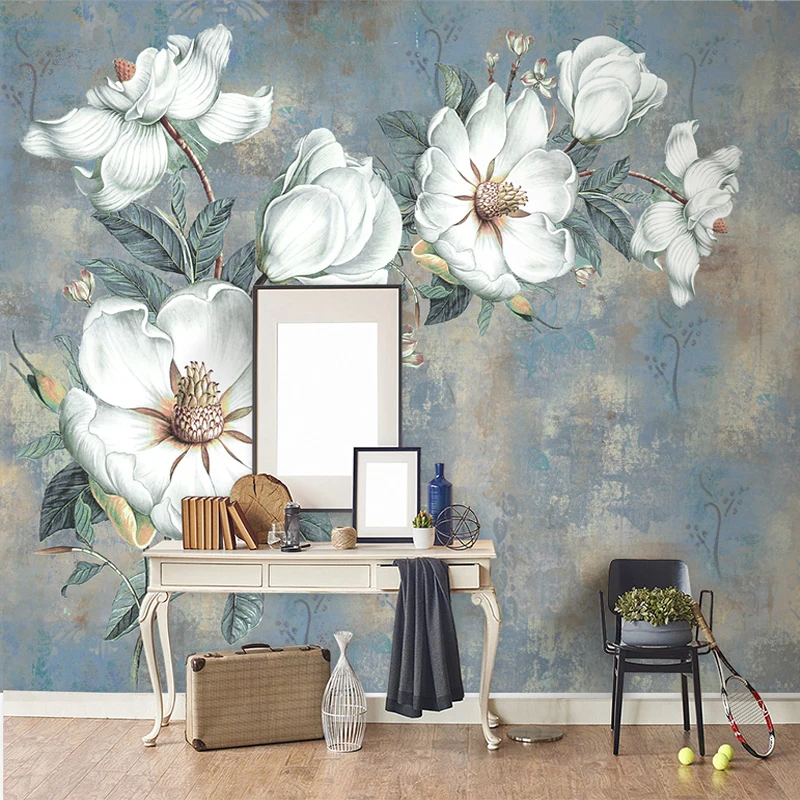 Custom Wallpaper Murals European Style Retro Art Abstract Oil Painting Flowers Wall Mural Painting Living Room Bedroom Wallpaper