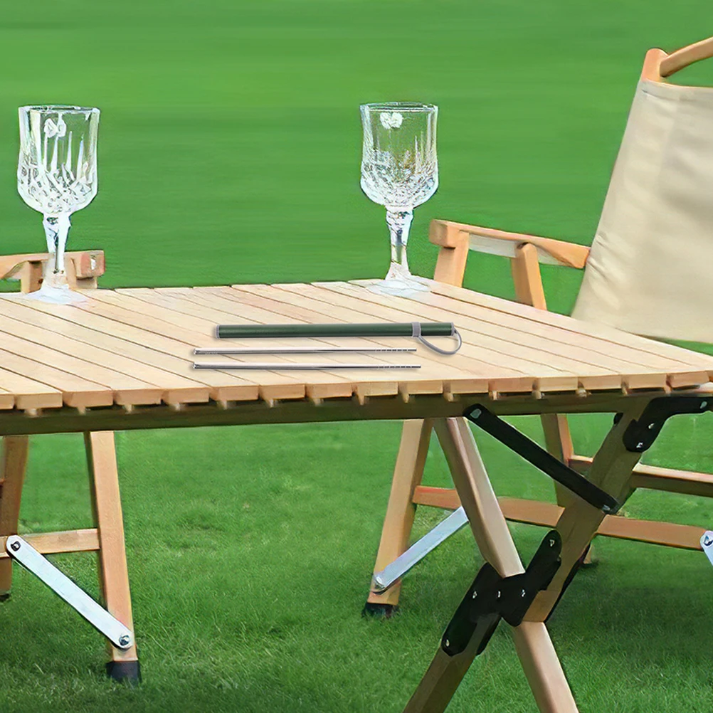 

2 set 2 Sets Stainless Steel Chopsticks Portable Reusable Metal Outdoor Tableware Lightweight Camping Utensils Easy Cleaning