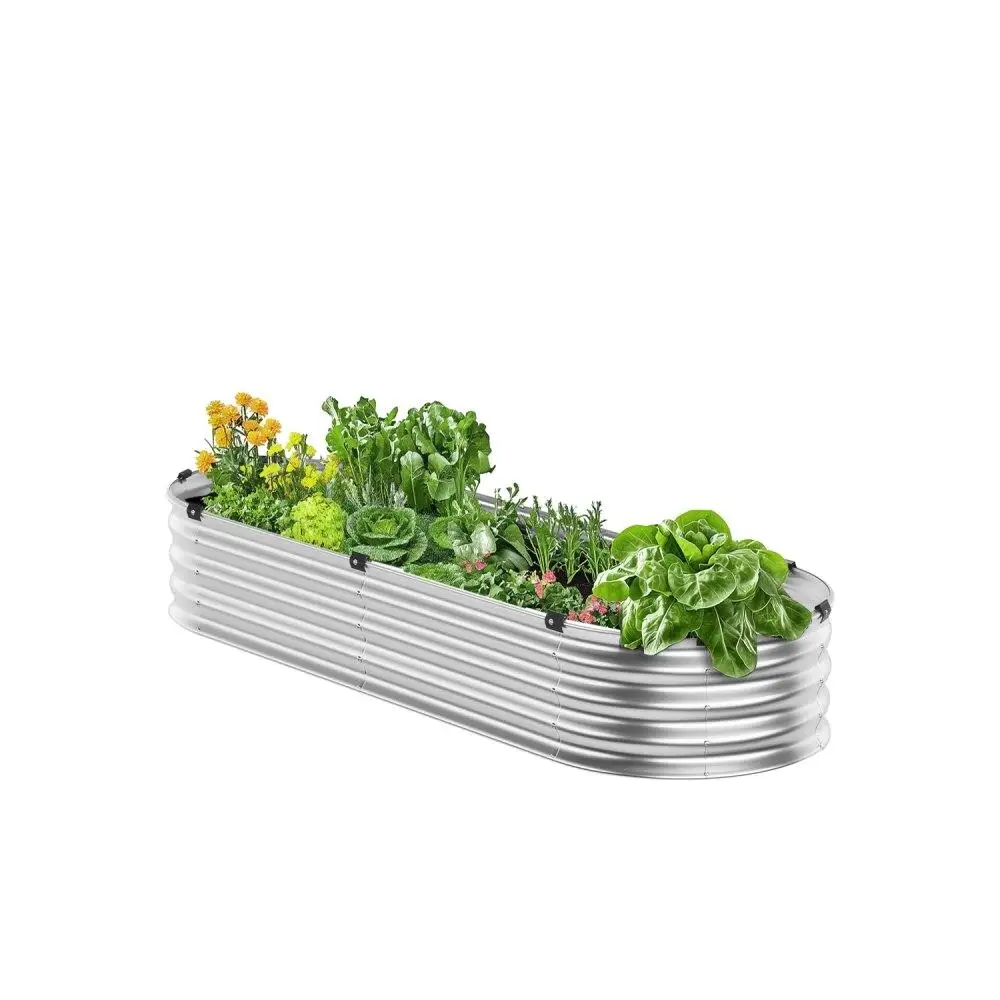 

Metal Raised Garden Bed 4x2x1ft Outdoor Galvanized Silver Planter Box