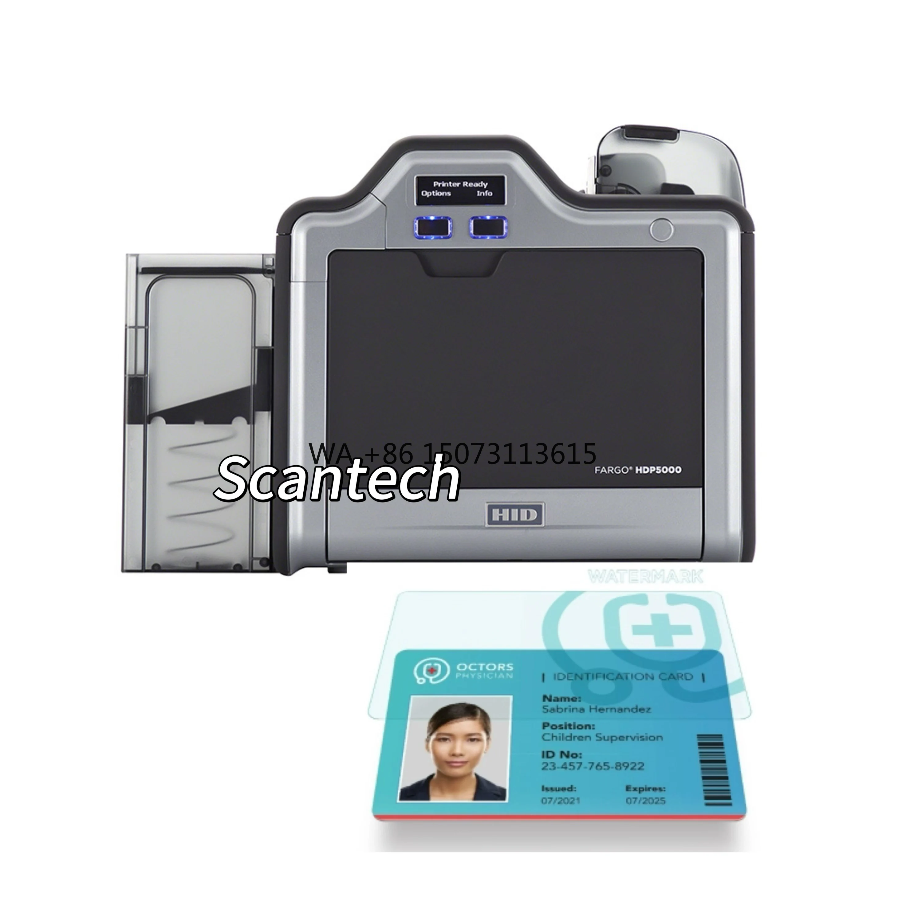 Sistema de cartão de identificação Fargo HDP5000 - Máquina de produção de cartão de PVC de lado único/duplo de retransferência UV holográfica