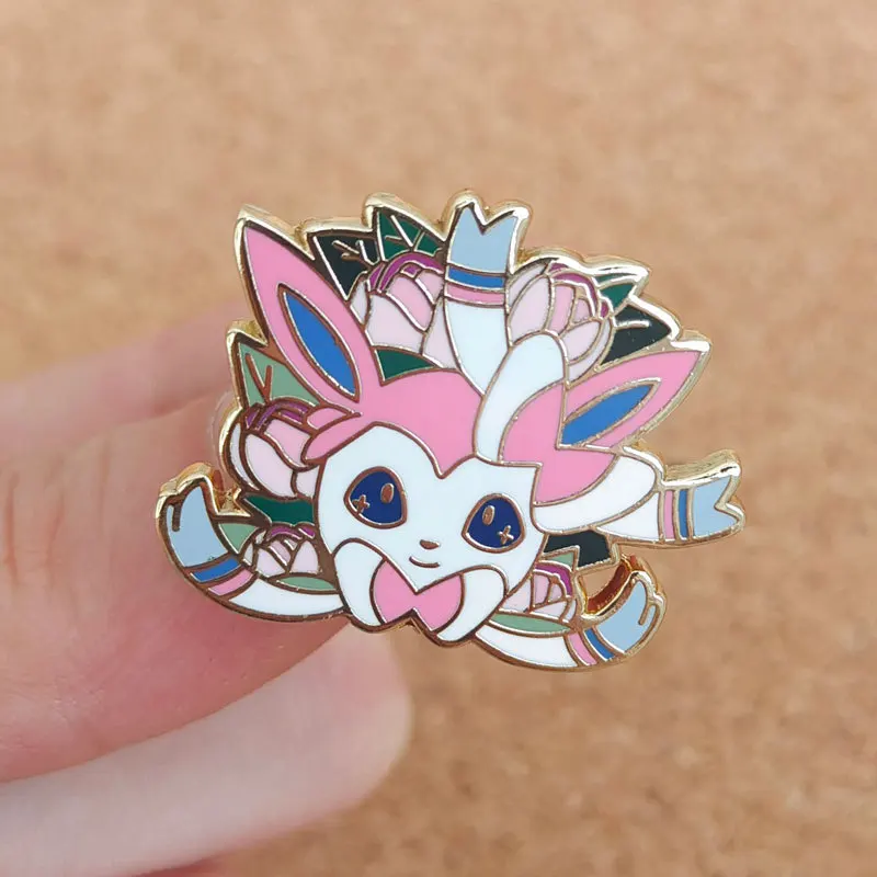 Pokemon Sylveon Hard Enamel Pins Eeveelution Brooches for Women Cartoon Badge on Backpack Hat Decoration Accessories