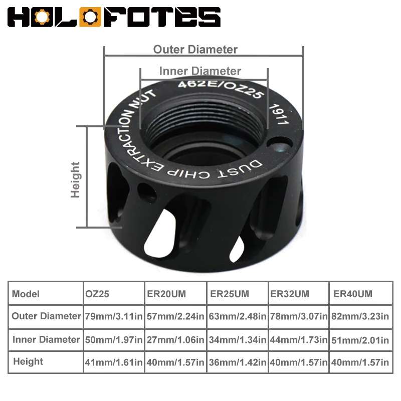Spindle Dust Removal Nut OZ25 ER20UM ER25UM ER32UM ER40UM Free Wrench 24000RPM Spindle Dust Extractor Nut for CNC Router