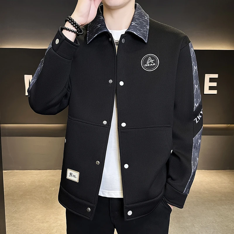 

Мужская универсальная куртка с цветным воротником в стиле ретро, высококачественная повседневная верхняя одежда, теплая, с длинными рукавами, осенне-зимняя, модная