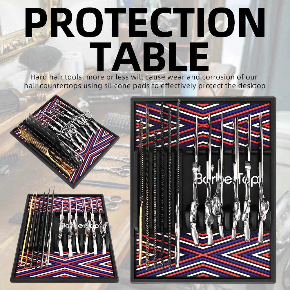 Barber Shop Magnetic Desktop Storage Pad Waterproof Anti Slip Hairdressing Tool Pad for Salon Styling Station Organizer