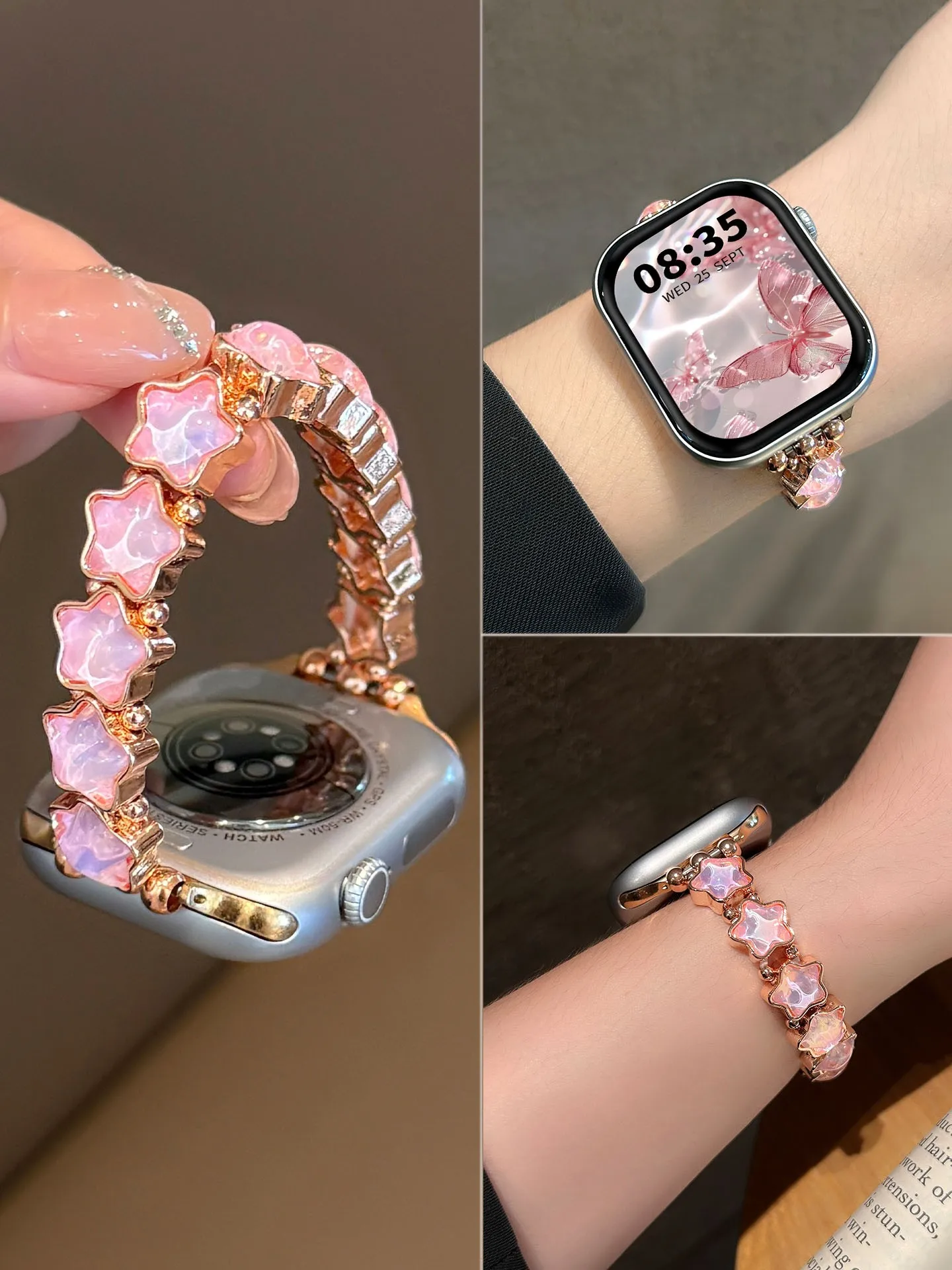 

Star studded diamond metal compatible iWatch strap 38mm 40mm 41mm 42mm 44mm 45mm 49mm fashionable strap