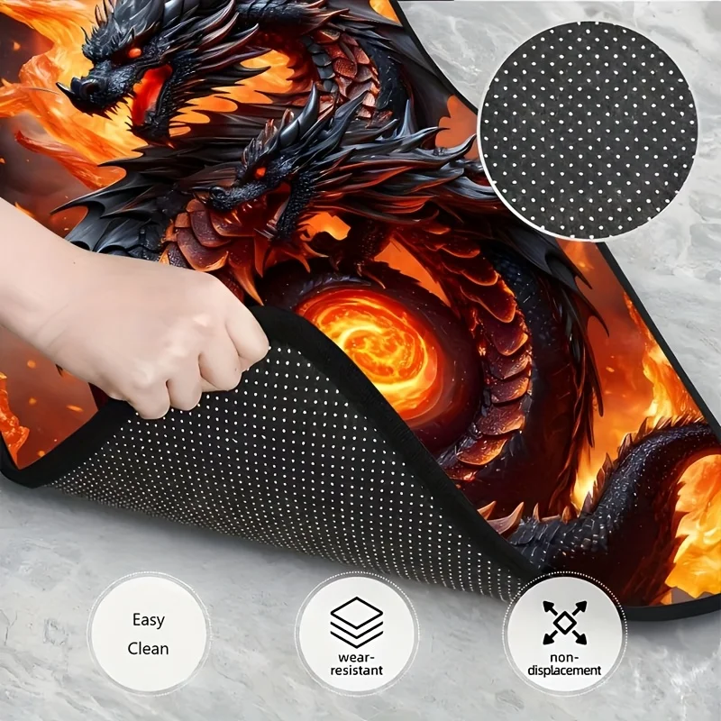 

4pcs, Black Dragon Flame Style Car Rubber Mats, Universal Non-Slip Carpet, Easy To Clean Interior Accessories, Suitable For Fron