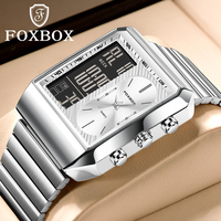 LIGE New Fashion Square Digital Watch Men Casual Sports Waterproof Men's Quartz Wristwatches FOXBOX Top Brand Luxury Chronograph
