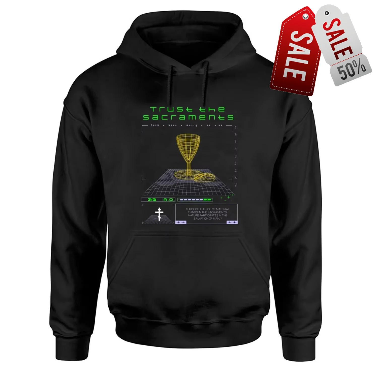 Trust The Sacraments-Sudadera con capucha para hombre, suéter de comunión ortodoxa cristiana Y2k, sudaderas informales de algodón 100%, ropa de calle