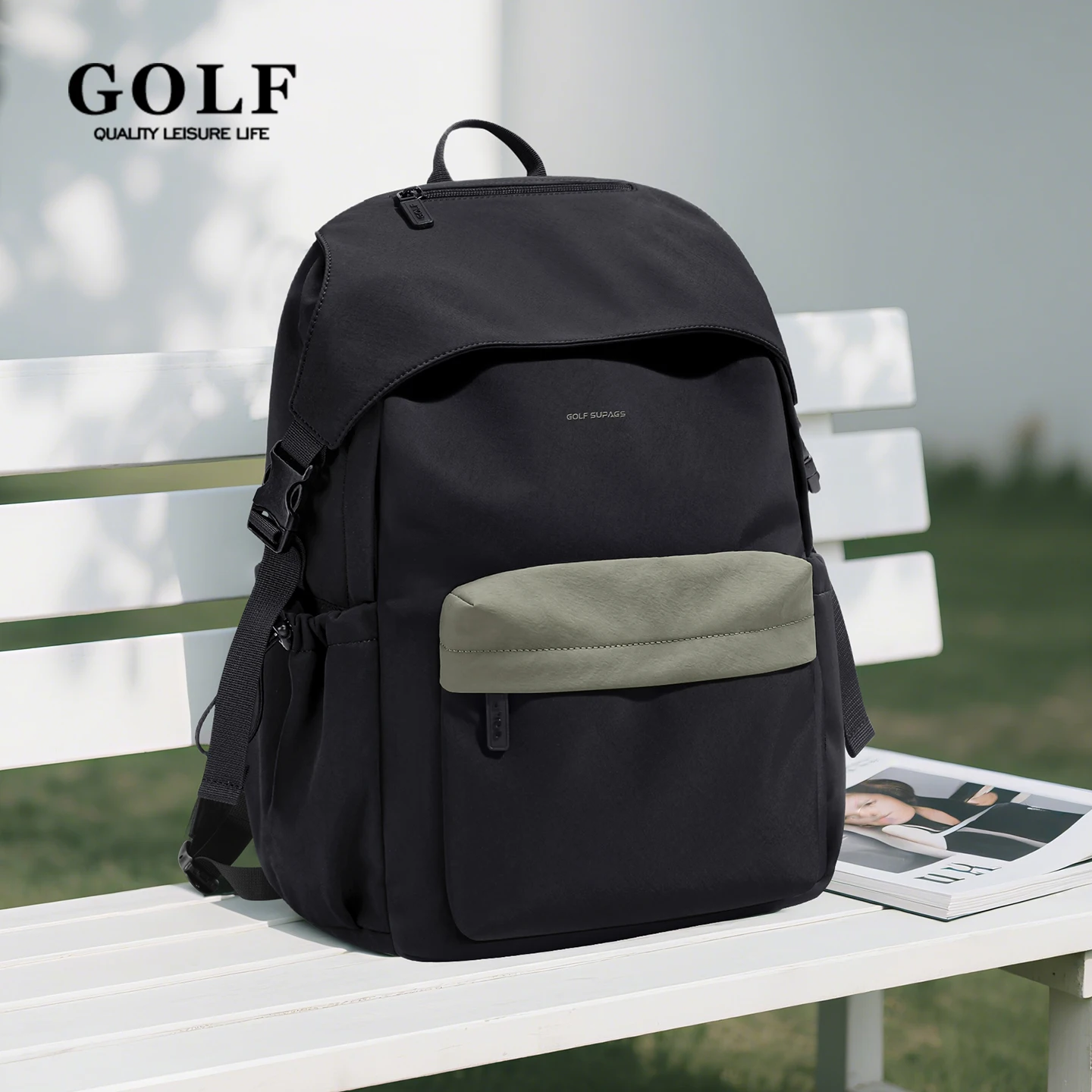 GOLF Lightweight Backpack for Men and Women Casual Dual Shoulder Backpack Waterproof Nylon Backpack 14" Laptop Backpacks