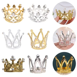 Mini Crown Cake Decoration Princess Topper Pearl Tiara Children Hair Ornaments for Wedding Birthday Party Cake Decoration