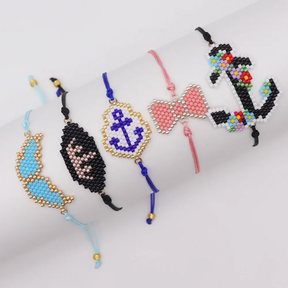

Rice Ball Bracelet Hand Woven Fashion Crown Pattern Versatile Bohemia Adjustable Beaded Bracelet