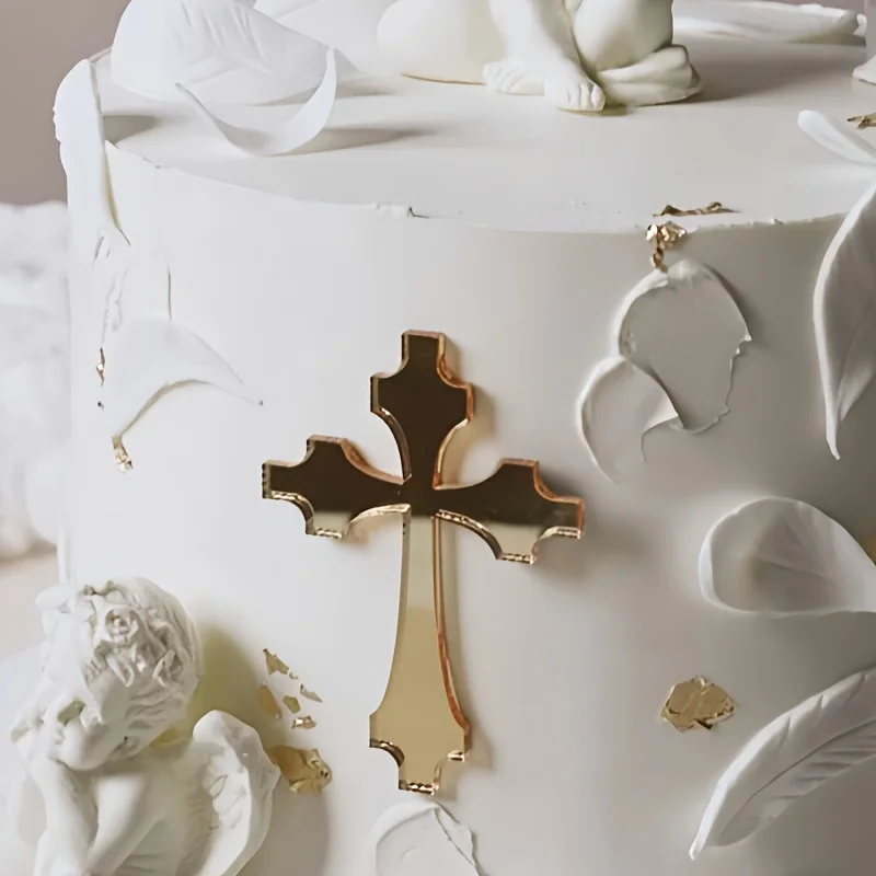 3 قطع من قطع علوية الكيك لعيد الميلاد السعيد والمناولة المقدسة - ديكور متقاطع وحروف PMMA لعيد الميلاد وعيد الميلاد والاحتفالات الدينية (E) #2