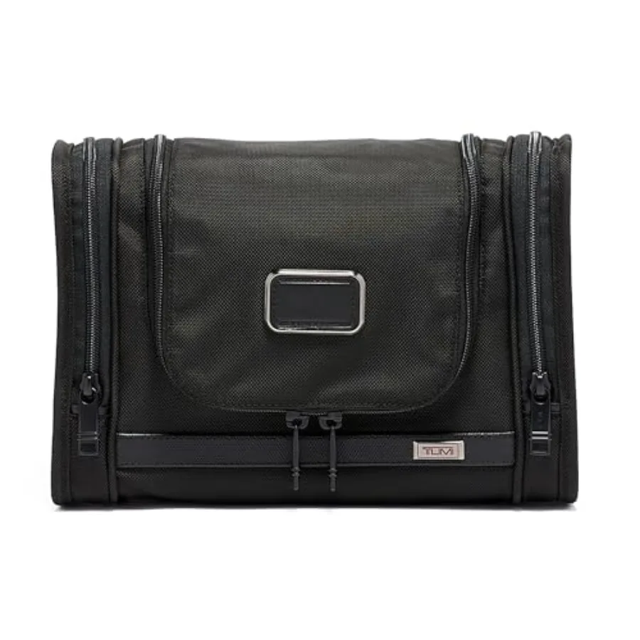 

Alpha Hanging Travel Kit for toiletries and cosmetics organizer in black nylon with multiple pockets and hanging hooks for bath