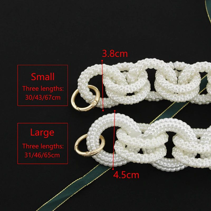 TINBERON DIY Pearl Bag Chain Strap Fashion Bag Accessories Handbag Handle Strap Wrist Short Chain belt Acrylic Pearl Chain Strap