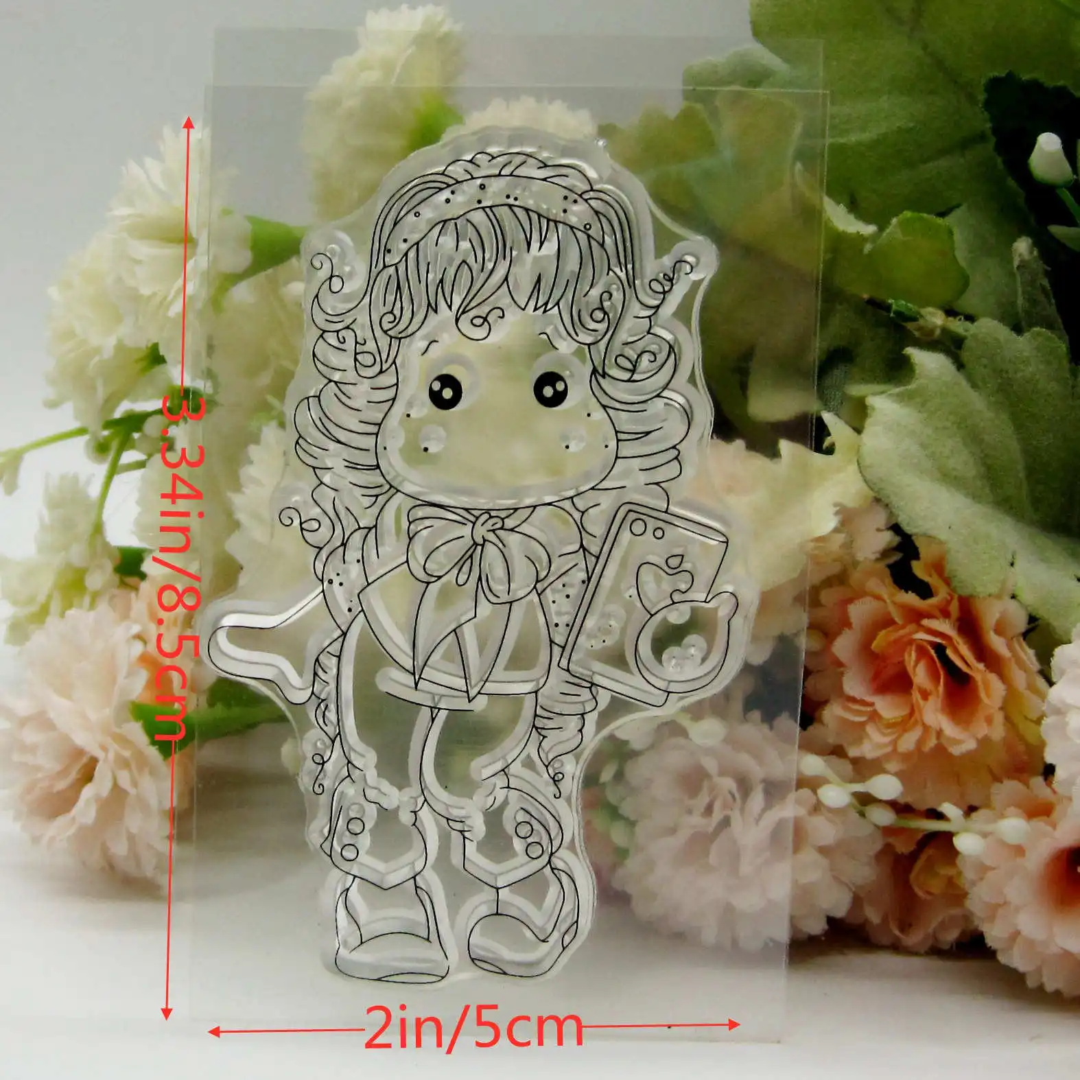 Cartoon Magnolia Girl Transparent Stamps, Metal Cutting Dies, Stencil DIY Scrapbooking, Paper Cards Making, Decorative Crafts