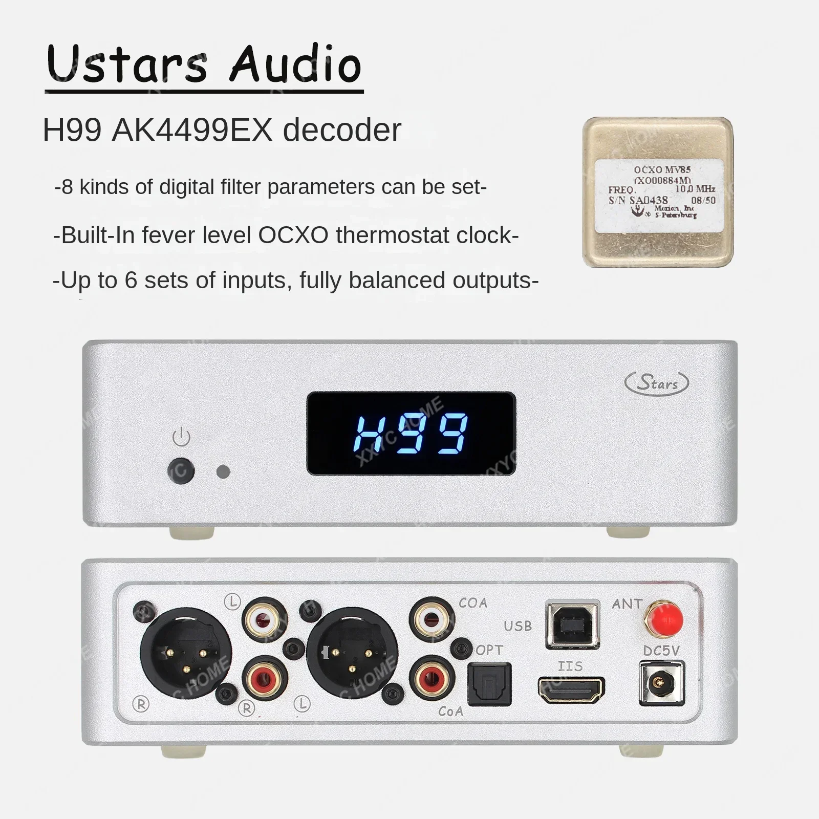 H99 Fully Balanced HiFi DAC Decoder AK4499EX Bluetooth OCXO Constant Temperature Crystal Oscillator