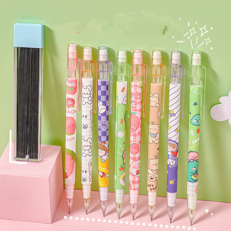 

100 pcs/lot Kawaii Animal Girl Fruit Mechanical Pencil Cute 0.5mm Automatic Pen For Kid School Office Supply Promotional gifts