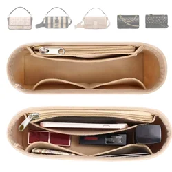 Felt Purse Organizer Insert with Zipper – Inner Liner Pouch for Shoulder Bags, Handbags & Totes, Women Storage Bag, 3 Size